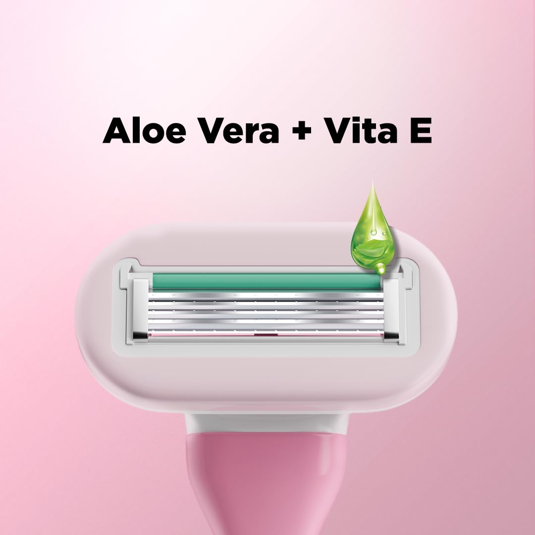 Floren Body Razor | 3 cartridges + 1 handle (5 blades) | Eurpoean Blades | Body hair removal, Aloe Vera Strip, Super Smooth Razor, Hair Removal from hands, legs, Bikini and arms