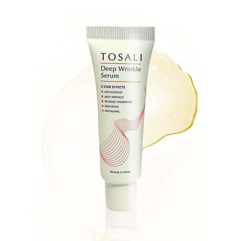 Tosali Deep Wrinkle Serum 1.7 fl oz - Anti Aging Hyaluronic Acid Serum for Face with Vitamin C, Panthenol & Zinc, Hydration for Face, Smooths Skin Texture, Reduces Wrinkles, Plumps Fine Lines