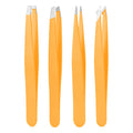 Derlaier Tweezers Set Professional High Precision Stainless Steel Eyebrow Remover Ingrown Hair & Splinter Removal Kit Facial Hair Grooming Tools for Men Women Orange 4 Pcs
