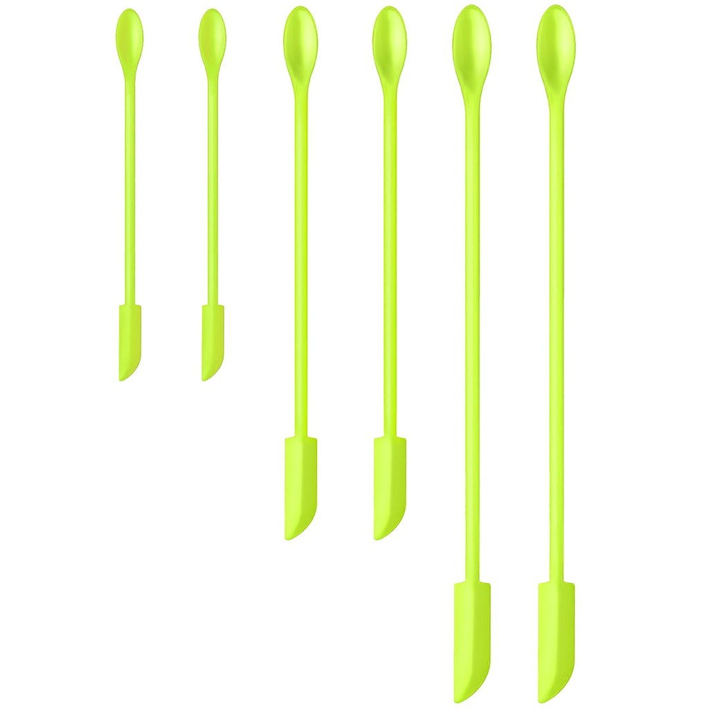Silicone Spatula Set (6Pcs) - Mini Scraper Tool for Beauty & Food - Reach Every Last Drop, Multi-Size Spatulas for Makeup Jars, Lotion Bottles & Kitchen Containers (Green)