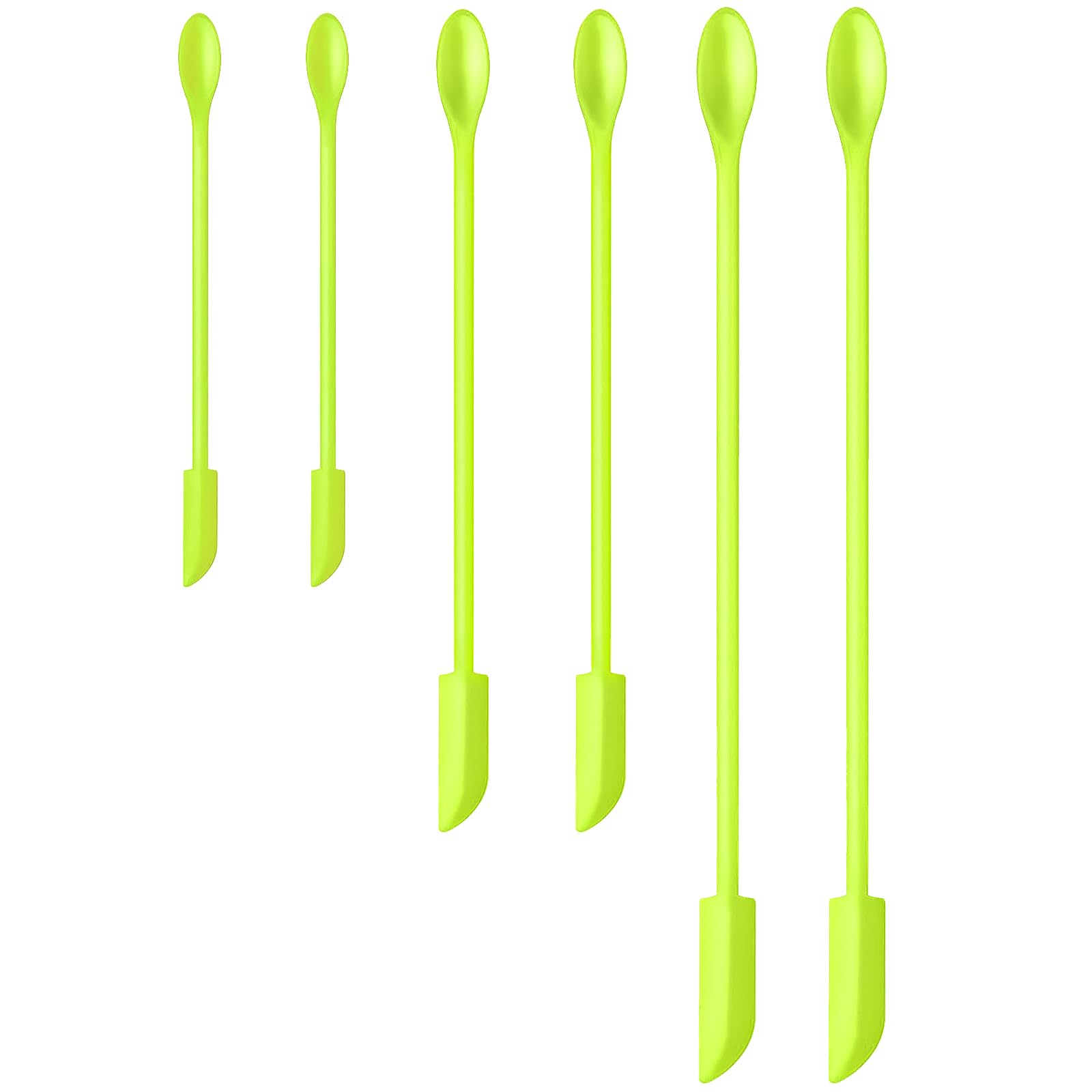 Silicone Spatula Set (6Pcs) - Mini Scraper Tool for Beauty & Food - Reach Every Last Drop, Multi-Size Spatulas for Makeup Jars, Lotion Bottles & Kitchen Containers (Green)