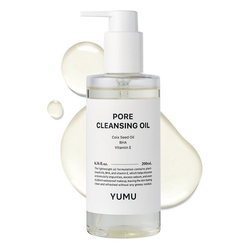 YUMU Coix Seed Deep Pore Cleansing Oil, Vitamin E, BHA, Double Cleansing, Waterproof Makeup Remover, Gentle Oil Cleanser, Blackhead Remover, No Oily Residue, Korean Skin Care (200ml/6.76 fl.oz.)