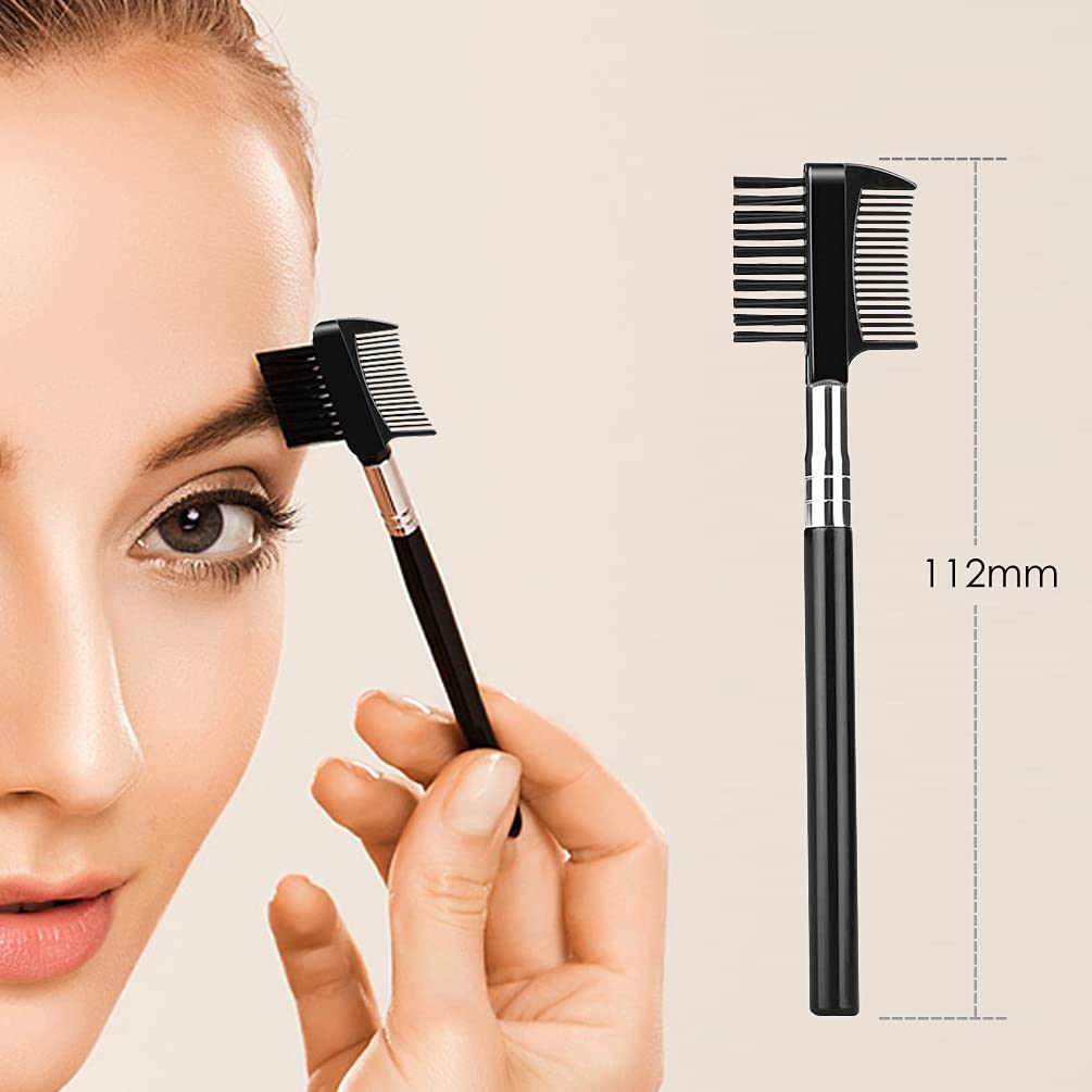 KINGMAS 9PCS Eyebrow Trimmer Kit, Face Razors, Facial Trimmer Shaver, Eyelash Comb, Angled Brush, Grooming Scissors, Brow Tweezers for Women