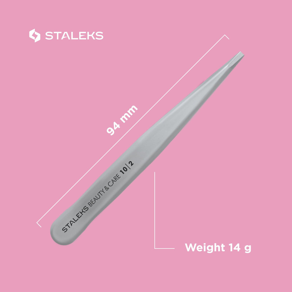 STALEKS BEAUTY & CARE 10 Type 2 Eyebrow Tweezers – Narrow Straight Stainless Steel for Thick Brows & Precise Home Hair Removal