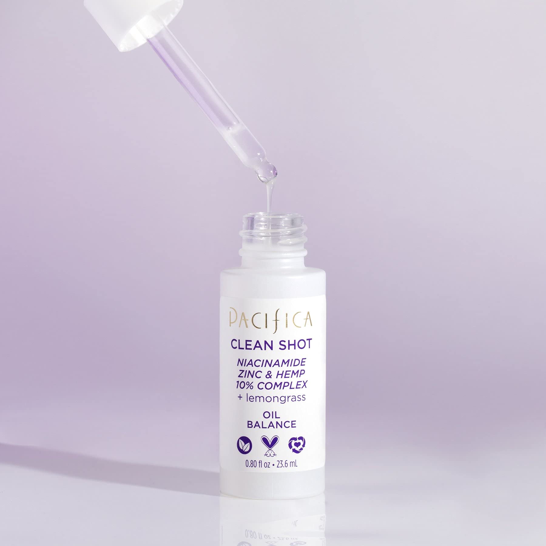 Face Serum by Pacifica - Clean Shot Niacinamide 10% Solution with Zinc & Hemp Seed Oil – Balancing Facial Serum for Oily & All Skin Types, Vegan & Cruelty-Free, 0.8 oz