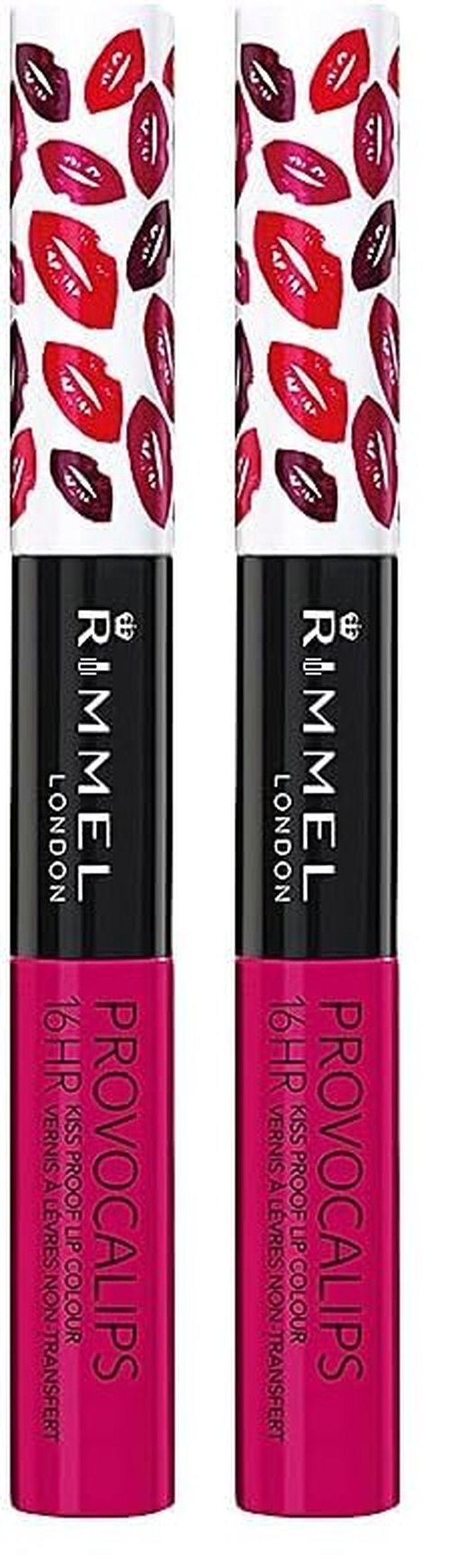 Rimmel London Provocalips 16hr Kiss-Proof Lip Color - Two-Step Liquid Lipstick to Lock in Color and Shine - 550 Play With Fire, .14 fl.oz. (Pack of 2)