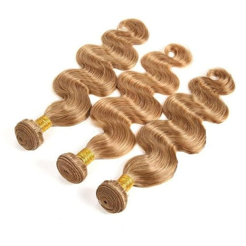 #27 Blonde Bundles Human Hair Blonde Body Wave Bundles 14 14 14 Inch Honey Blonde Body Wave Bundle Human Hair Extensions Brazilian Virgin Hair 3 Bundle 50 Gram Per Bundle