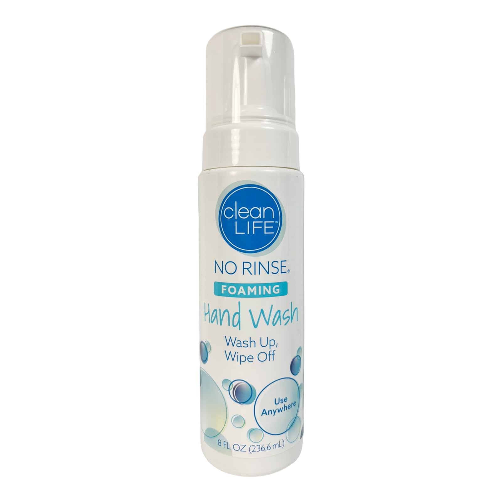 No-Rinse Foaming Hand Wash, 8 fl oz: Waterless, Rinse Free Foam Cleanser Leaves Hands Clean and Moisturized - Cleansing Foam Providing Easy Wipe Off for Elderly, Adults, Camping