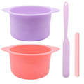 2pc Silicone Wax Warmer Liner, Silicone Wax Bowl for Wax Warmer, Non-Stick Wax Melt Warmer Wax Pot Replacement, Reusable Wax Melt Liner with 2Pcs Wax Spatula Sticks for Hair Removal (pink+purple)