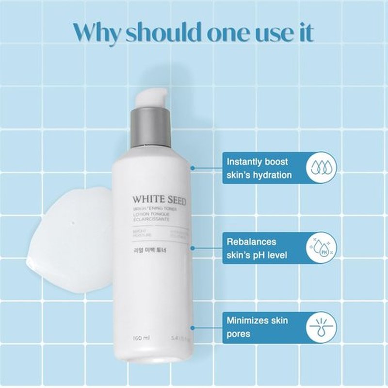 The Face Shop White Seed Brightening Toner with Lupin Seed, Daisy, Niacinamide, Moisturizing & Brightening