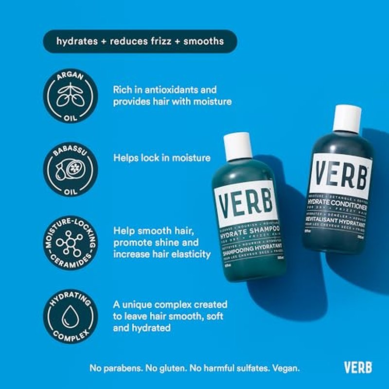 VERB® Hydrate Conditioner Detangles Dry and Frizzy Hair to Reduce Frizz and Add Moisture Hair, 12 oz