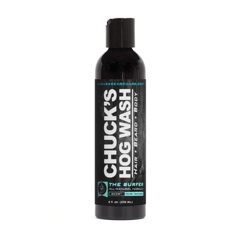 Chuck's Hog Wash - All Natural Beard and Body Wash - The Surfer Scent, 8oz - Leaves Your Beard Softer than its Ever Been and is Suitable for Daily Use