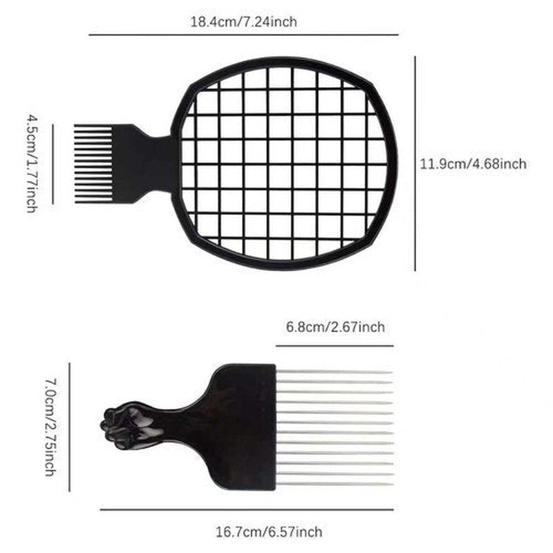 KHQBG Hair Sponge Set,Afro Brush, Magic Curl Glove, Metal Pick Comb, and Twist Comb for Hairstyling (Black-6Pcs)