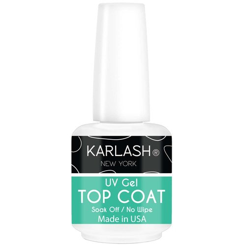 Karlash Professional USA Made 15ml No Wipe Gel Top Coat Shine Finish and Long Lasting, Soak Off UV Gel