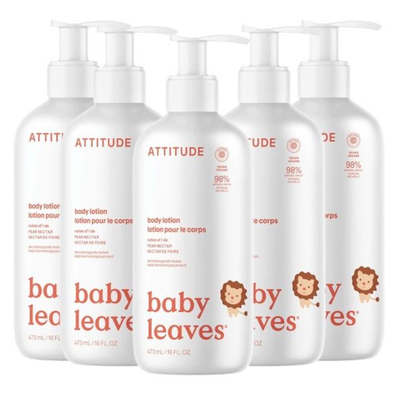ATTITUDE Baby Lotion - EWG Verified Moisturizer, Vegan & Cruelty-Free, Pear Nectar, 16 Fl Oz (Pack of 6)
