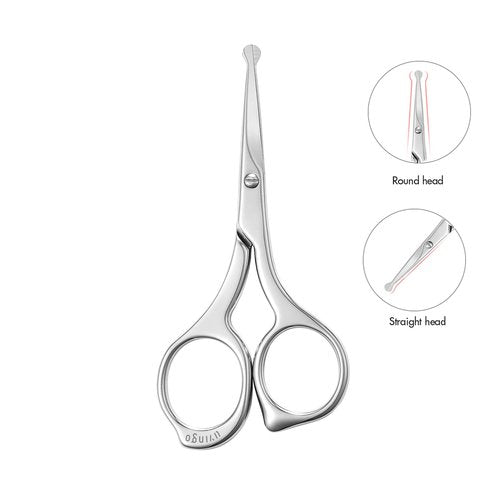 LIVINGO Nose Hair Scissors – Precision Stainless Steel Trimming Scissors with Rounded Tips, Safe and Easy Grooming for Nose, Ear, and Facial Hair