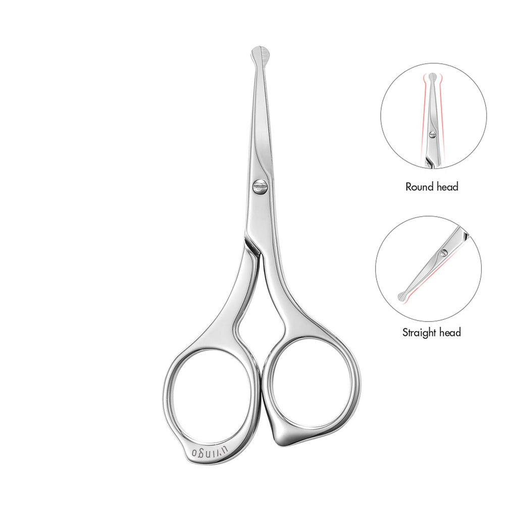 LIVINGO Nose Hair Scissors – Precision Stainless Steel Trimming Scissors with Rounded Tips, Safe and Easy Grooming for Nose, Ear, and Facial Hair