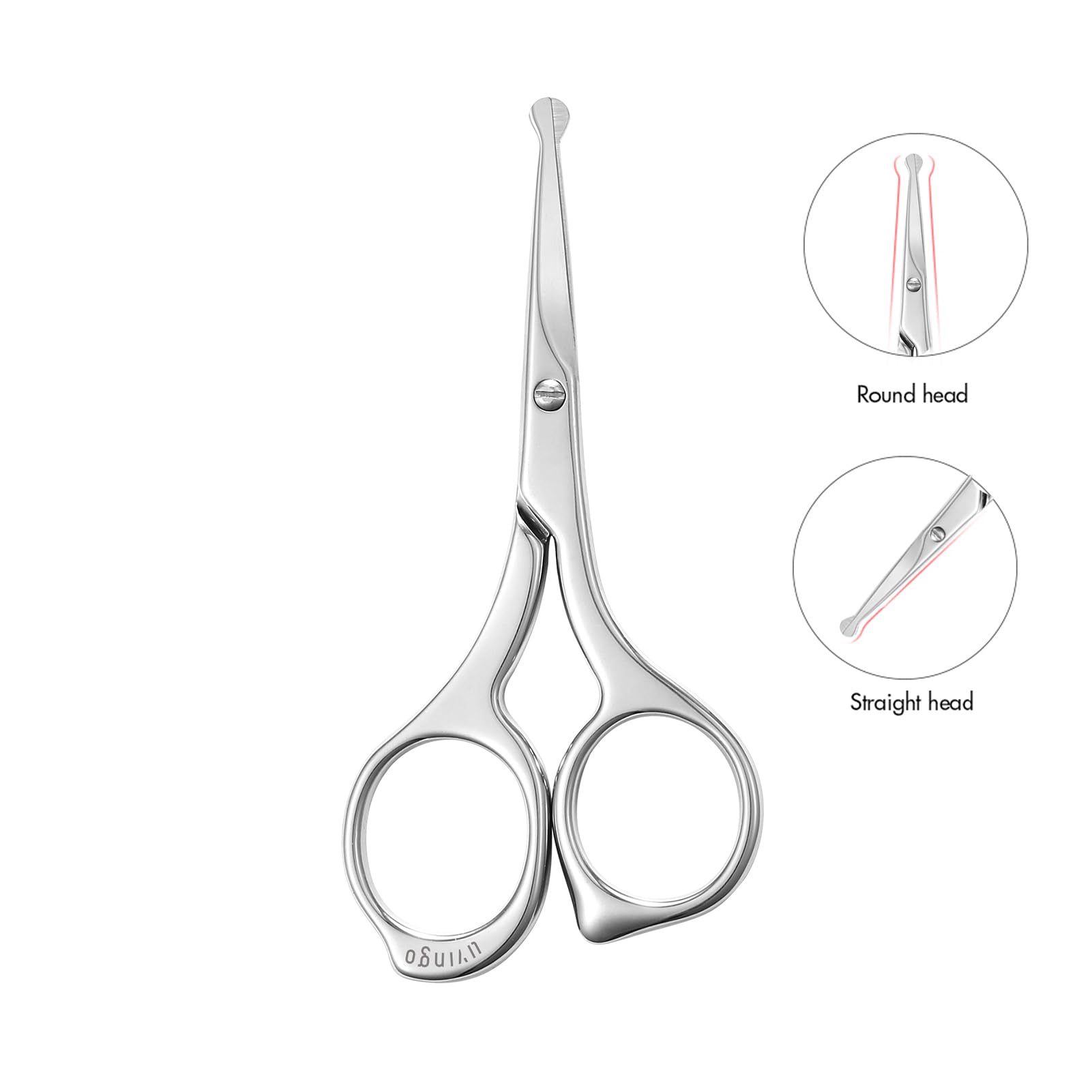 LIVINGO Nose Hair Scissors – Precision Stainless Steel Trimming Scissors with Rounded Tips, Safe and Easy Grooming for Nose, Ear, and Facial Hair