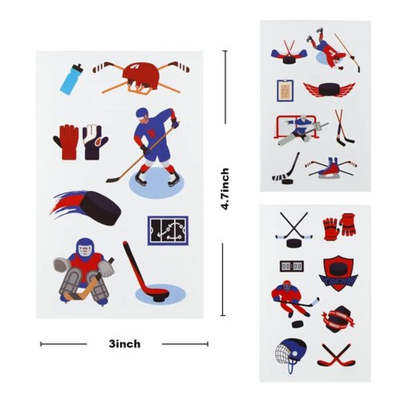 24 Sheets Ice Hockey Temporary Tattoos, Birthday Decorations Hockey Party Favors