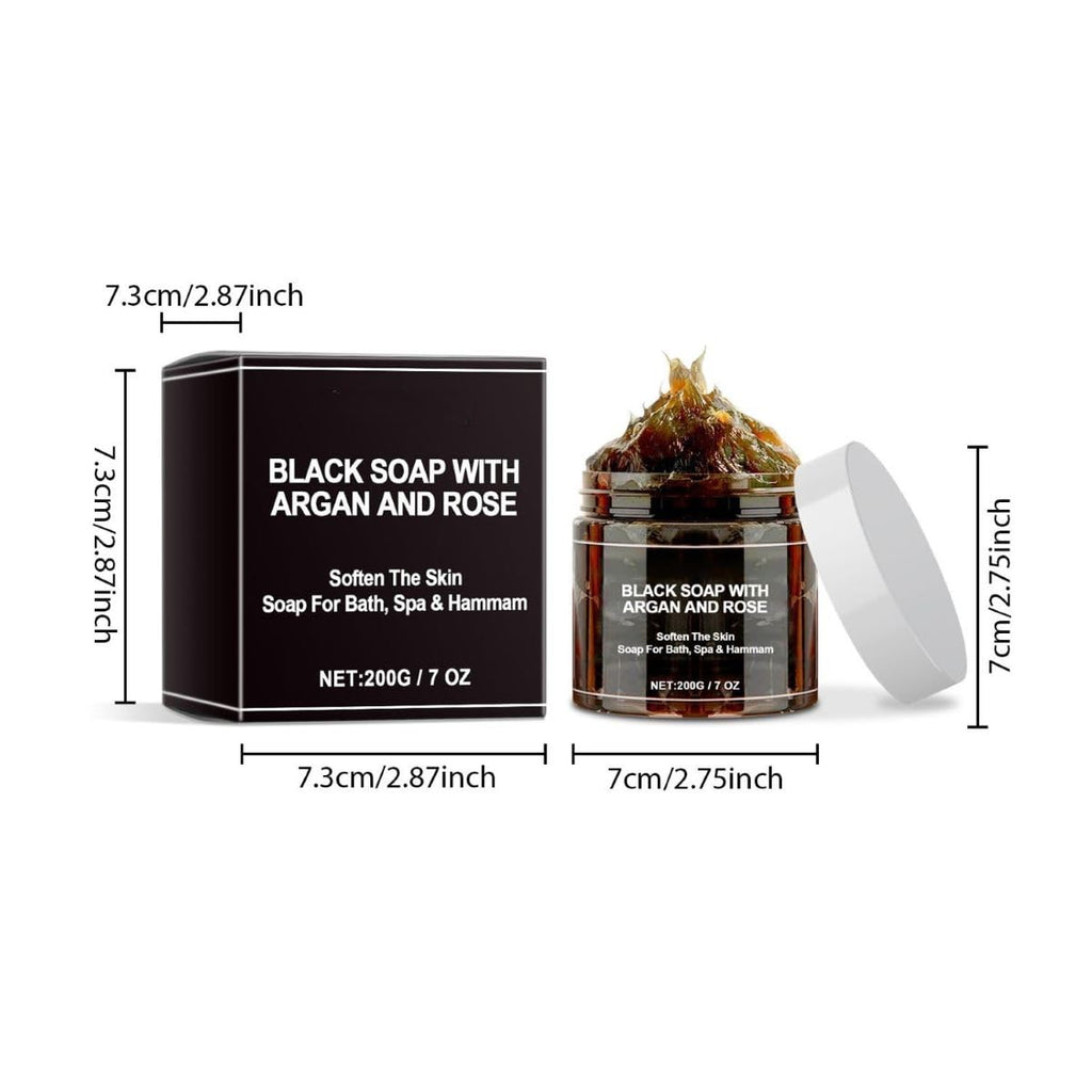 Morocco Black Soap With Argan And Rose, Morocco Black Beldi Soaps, Moroccan BlackSoap Hammam, for Exfoliating and Cleansing Moisturizing Skin (2)