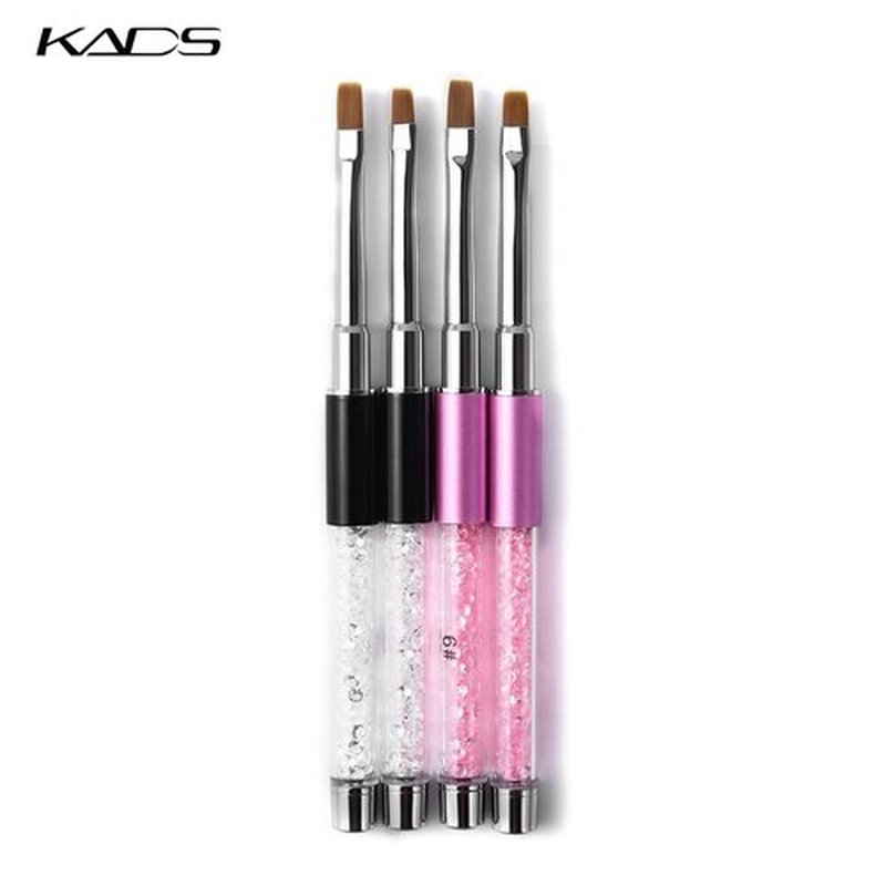 KADS Nail Art Gel Acrylic Brush Carving Pen Brush Nail Drawing Painting Pen Liquid Powder DIY Manicure Tool (Pink+Black, 2Pcs 4#+ 2Pcs 6#)
