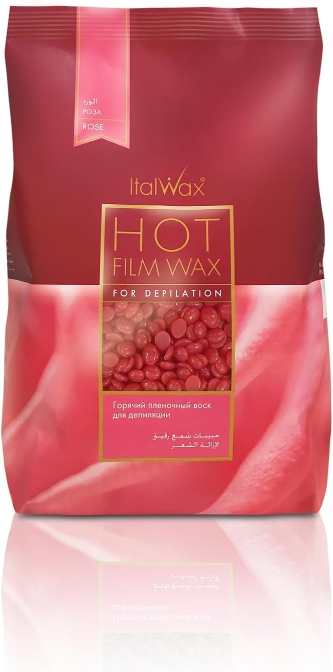 Italwax Classic Line Rose Hard Wax Beads 1.1 lb (500 g) – Medium-Long Setting Stripless Wax for Large Areas & Coarse Hair – Made in Italy