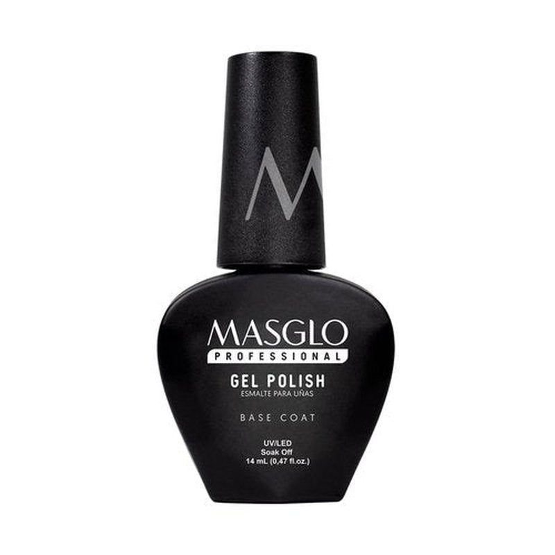 MASGLO Gel Polish Base Strong Adhesion Soak-Off Gel Nail Primer, Bisabolol-Infused Nail Protector, UV LED Flexible Formula, Professional Long-Wear Base Coat, 0.47Oz