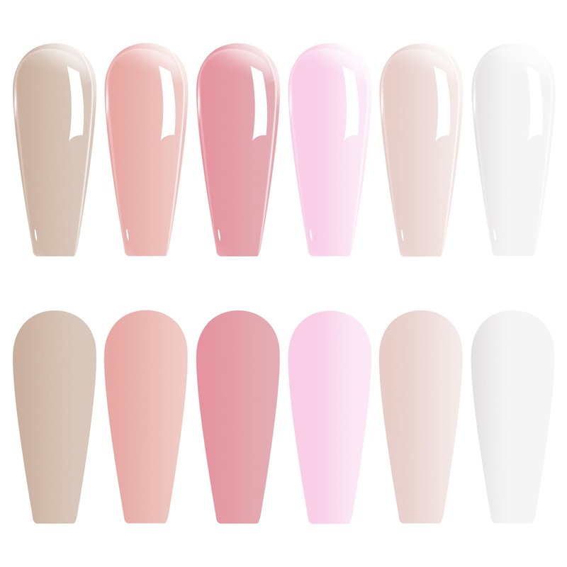 Vishine Neutral Jelly Nail Polish - Nude Pink, Milky White, Sheer Crystal, Transparent Gel Varnish - Manicure Collection Nail Art Gel 6Pcs 8ml