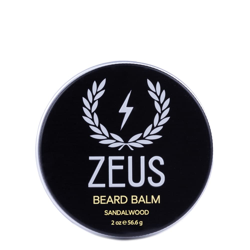 ZEUS Beard Balm Leave-In Conditioner, Beard Styling Grooming Balm with Natural Beeswax & Shea Butter (MADE IN USA) 2 oz.
