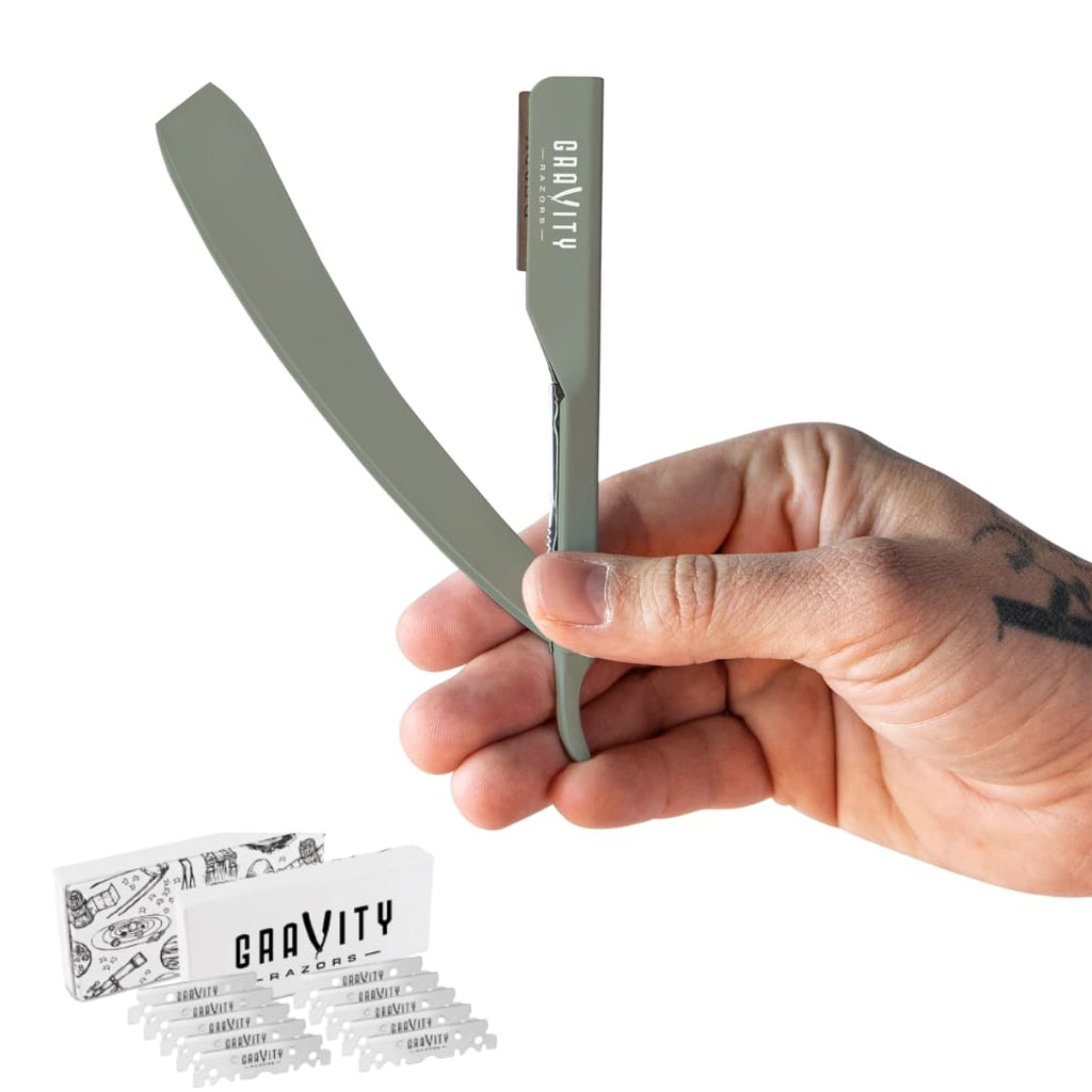 Gravity Razors Pro Straight Razor Kit, 2mm Ultra Exposure, 10 Blades, Mint