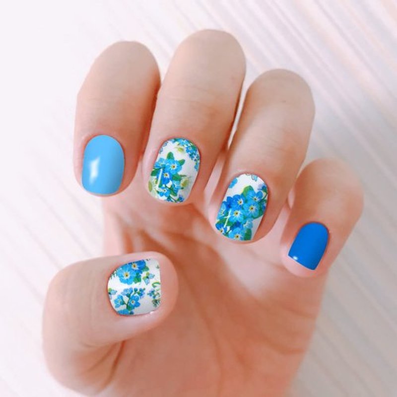 Nail Polish Strips Glitter Flower, DANNEASY 5 Sheets Wide Nail Wraps for Women Adhesive Nail Polish Stickers Nail Strips Real Nail Polish with Nail File, Cuticle Stick