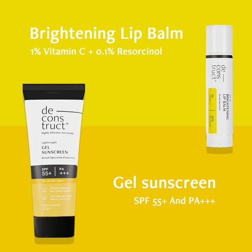 Deconstruct Glow Guard Duo - Brightening Lip Balm & SPF 50+ Gel Sunscreen | 4g + 50g | Perfect for All Skin Types