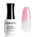 RARJSM Color Changing Gel Nail Polish Nude Silver Glitter Milky White to Pink Thermal Mood Temperature Change Ombre Gradient Shimmer Gelpolish Soak off for Nail Art Manicure DIY Salon at Home 15ML