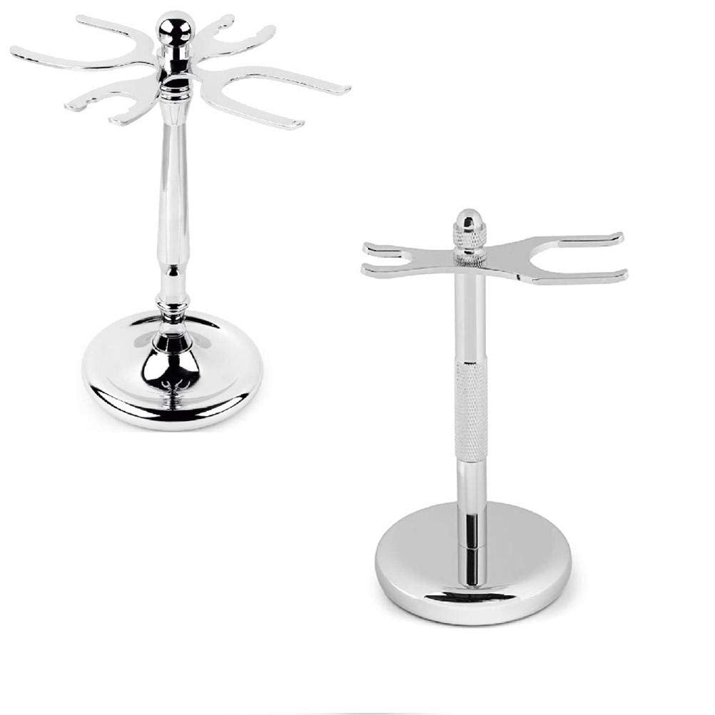 Mrisata 4 Prong s and Shave Brush Stand, Shaving Brush Holder Stand Tool, Shaving Accessories for Man, Holder, Holds 2 Double Safety s and 2 Shave Brushes (4 Holes)