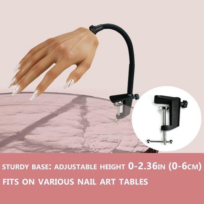 Silicone Practice Hands for Acrylic Nails with Stand Bracket Make-up Nail Practice Hand Flexible Hand Painted Mannequin Hands for Nails Art Training Tool (New 4#-Left Hand)