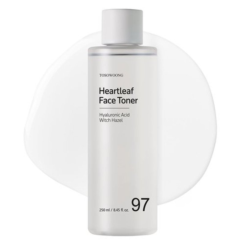 TOSOWOONG Heartleaf Face Toner with 970,200ppm Heartleaf Water, Centella, Hyaluronic Acid, Witch Hazel, Trouble Care, Acne-Prone, Calming, Hydrating, Purifying, Korean Skin Care, 250ml, 8.45 fl.oz.