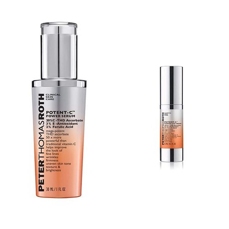 Peter Thomas Roth Potent-C Power Serum - Brightening Vitamin C Serum & Eye Cream Duo for Fine Lines & Dark Circles