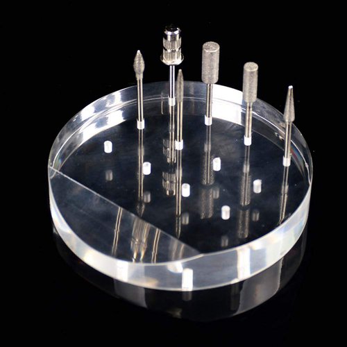 1Pc Clear Acrylic Nail Drill Bit Holder Stand Case Display Organizer 12 Holes Drill Bit Holder Manicure Tools for Home Use or Profession Nail Salon Use, Round