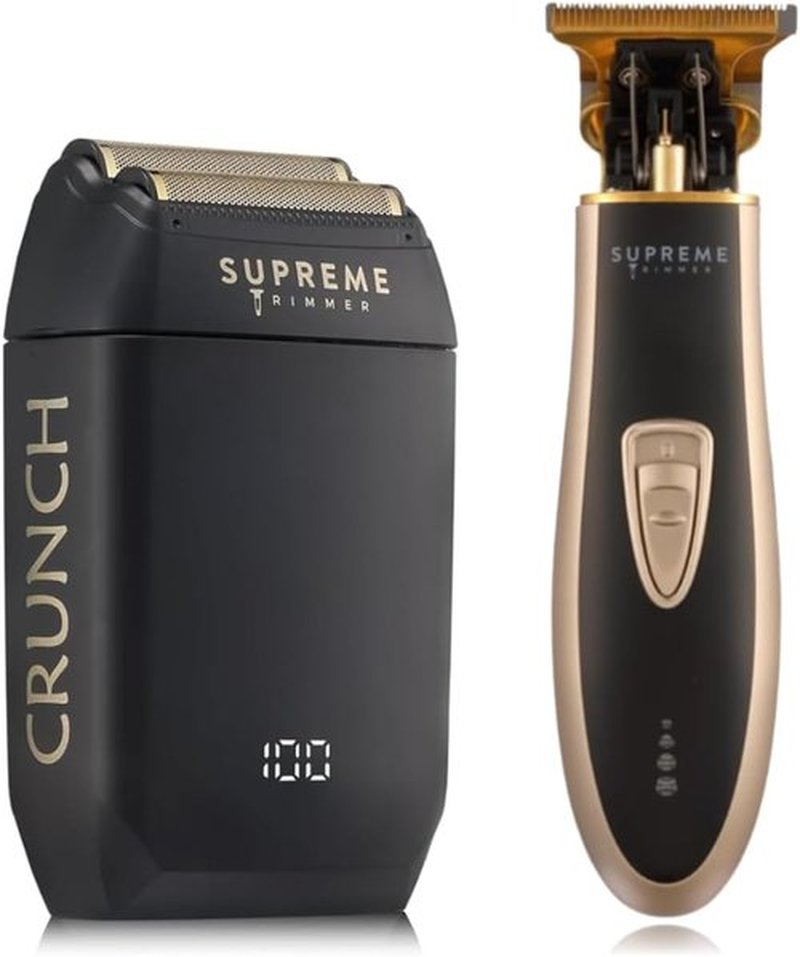 Supreme Trimmer 2-in-1 T-Shaper & Crunch Foil Shaver - Electric Razor & Beard Trimmer Kit | Gold