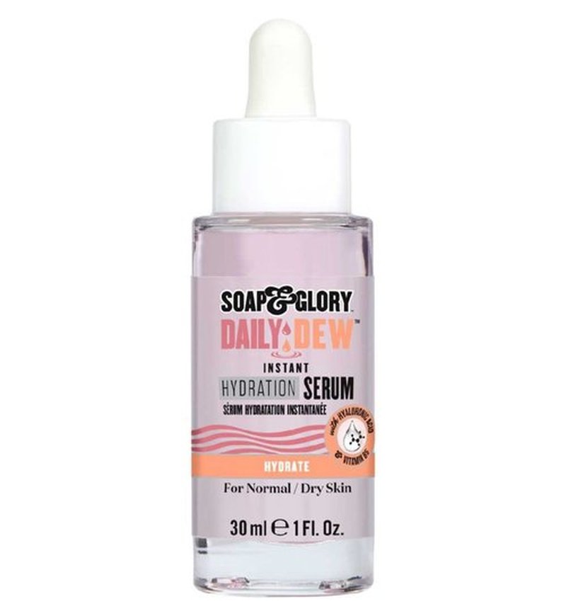 Soap & Glory Daily Dew Instant Hydrating Face Serum - Thirst Quenching Vitamin B5, Rosewater + Hyaluronic Acid Serum - Lightweight, Fast Absorbing Vegan Moisturizing Treatment (30ml)