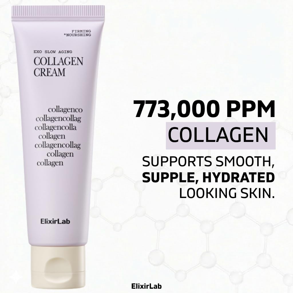 ElixirLab Collagen Cream 773,000ppm | 1.76 oz Korean Firming Moisturizer with Niacinamide, Peptides & Adenosine | Anti-Aging Elasticity & Wrinkle Care for Dry Mature Skin