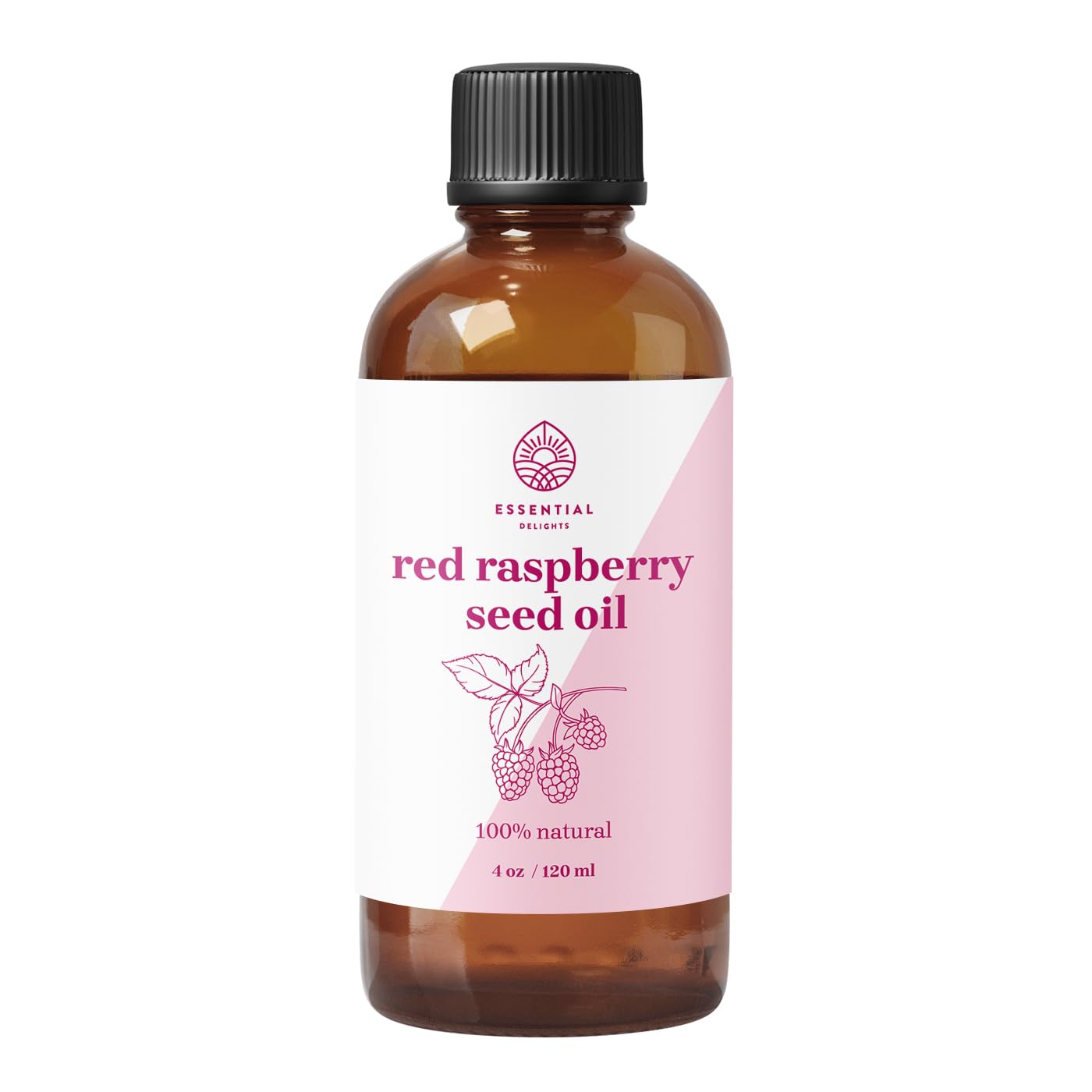 Red Raspberry Seed Oil by Essential Delights - Cold Pressed Carrier Oil | for Skin, Face, Body, Hair Revitalization | Vegan & Cruelty Free (4 Fl.Oz.)