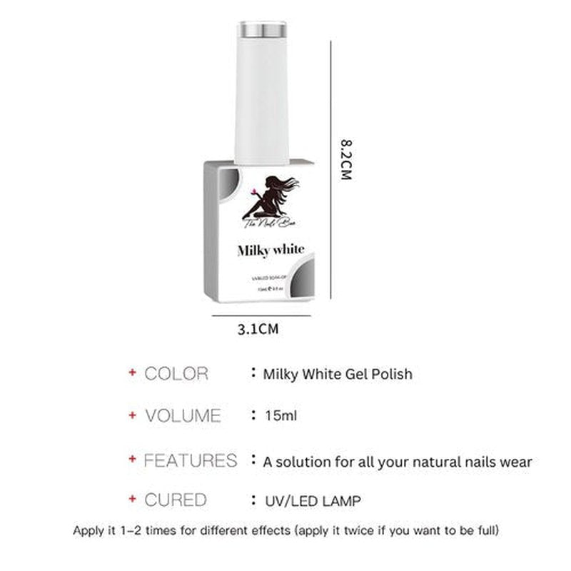 The Nails Bae Milky White Gel Polish, Milky White Gel, White Gel Polish, Nail Polish, Off White Gel Polish, American Gel Polish, Gel Polish, Manicure, UV/LED, Small