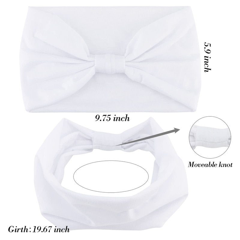 Wecoe 6 Pack White Headbands for Women Wide Elastic Knotted Headbands Fashion African Head Wraps For Wigs Sports Running Workout Yoga Hairbands Halloween Hair Accessories For Women