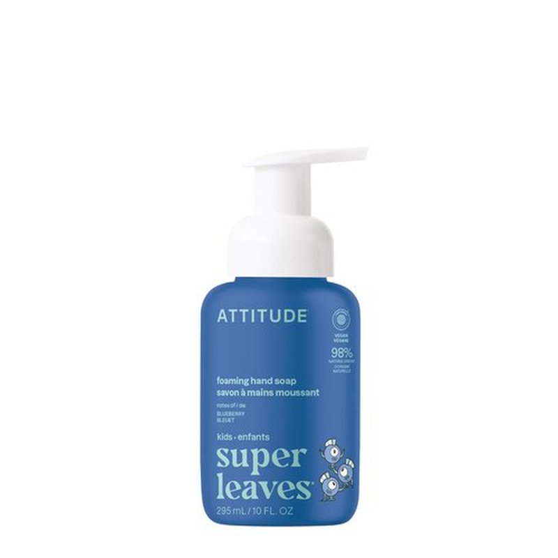 ATTITUDE Foaming Hand Soap for Kids - EWG Verified, Vegan, Plant-Based Ingredients, Blueberry, 10 Fl Oz
