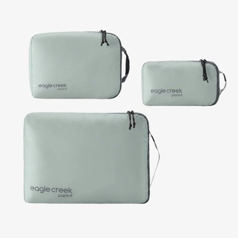 Eagle Creek Pack-It Isolate Cube Set - Stackable Packing Cubes with Top Handle - Storm Grey - XS/S/M - 3 Pieces