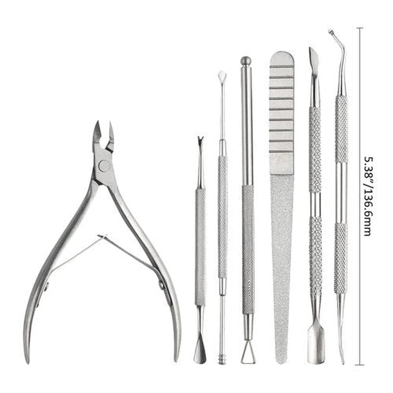 TOVOT 7PCS Cuticle Remover Tools Stainless Steel Cuticle Clipper Cuticle Cutter Cuticle Pusher Tools for Fingernails Toenails