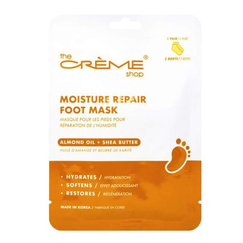 The Crème Shop Foot Repair Mask, Moisturizing Foot Mask with Almond Oil and Shea Butter, Korean Foot Mask for Dry, Cracked Feet, Foot Hydrating Mask and Cracked Heel Treatment