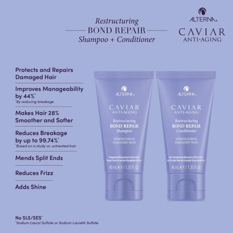 Alterna Haircare CAVIAR Anti-Aging Bond Repair Travel Kit - Strengthening Shampoo, Conditioner & Masque