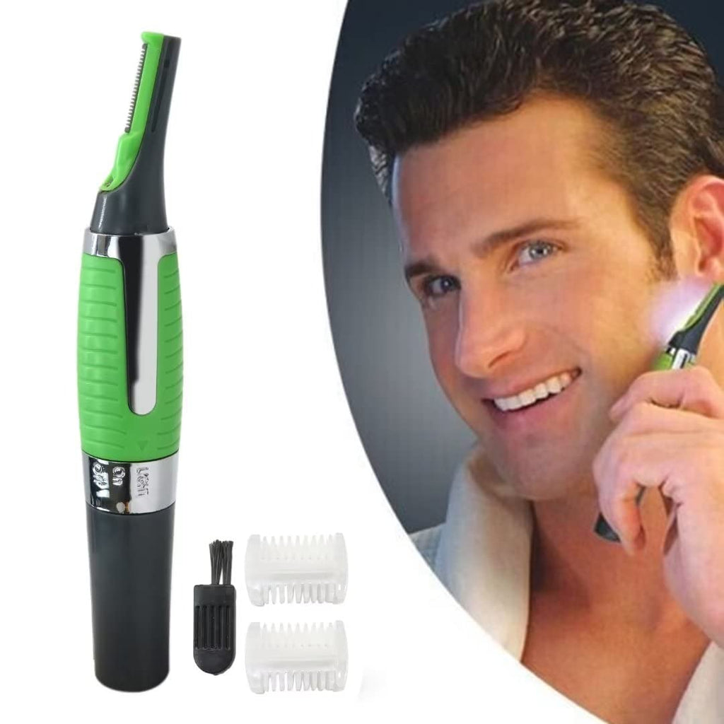 JRSHOME Men Nose Ear Face Neck Eyebrow Hair Mustache Beard Trimmer Shaver Clipper Built in LED Light Multi-Functional & Portable Grooming Tool (Style B)